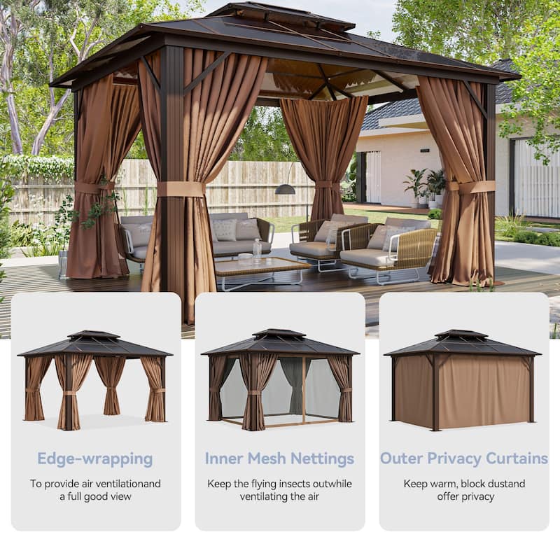 Outdoor Double Roof Hardtop Gazebo