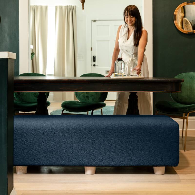 Jaxx Caya 4-in-1 Large Bed Bench, Giant Ottoman, Dining Bench, and Yoga and Massage Platform, King, Boucle