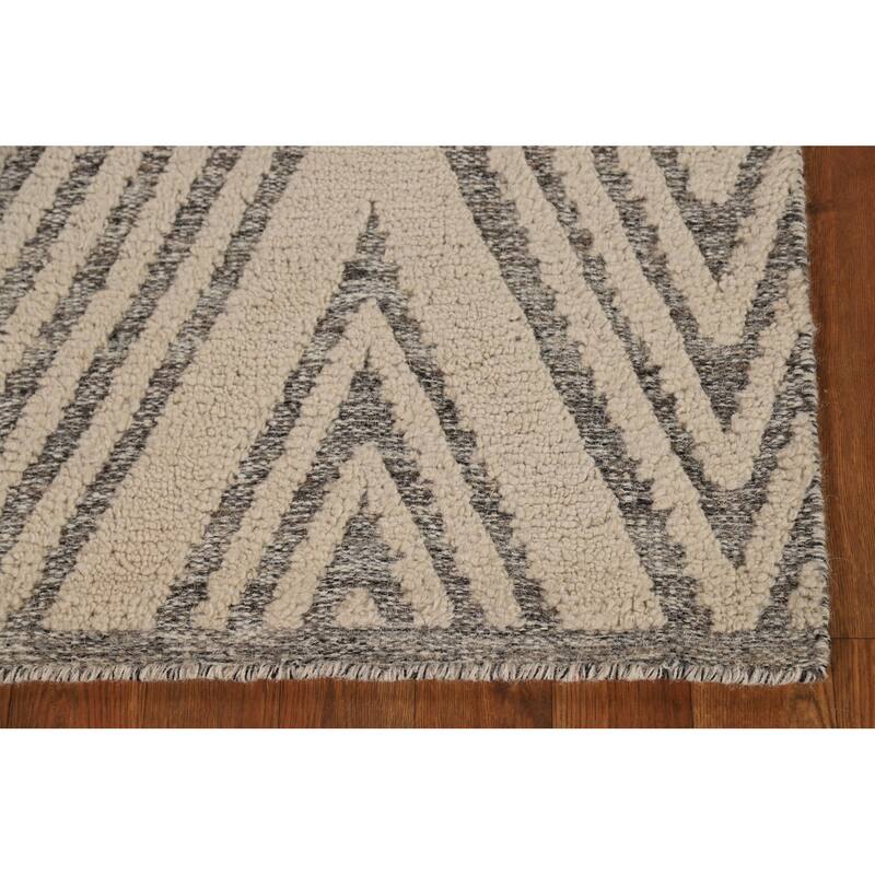 Geometric Moroccan Style Accent Rug Handmade Beige Wool Carpet - 2'0"x 3'0"