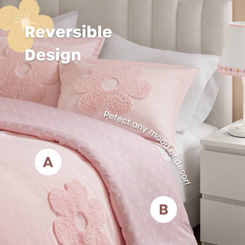 Intelligent Design Kids Gracie Floral Reversible Tufted Chenille Duvet Cover Set