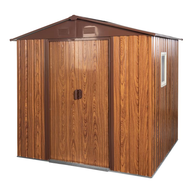 6 x 6 FT Outdoor Metal Storage Shed with Metal Floor Base & Window