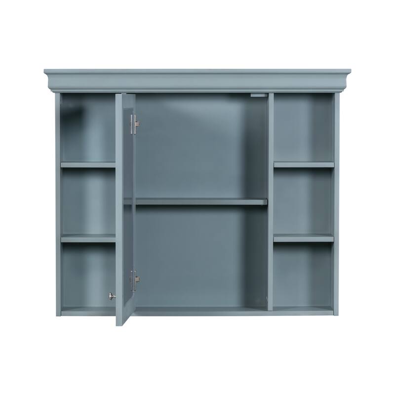 Modern Bathroom Wall Cabinet with Mirror,Medicine Cabinet with 6 Open Shelves