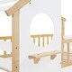 preview thumbnail 11 of 10, Play House Bed Twin Over Twin Bunk Bed with Storage Stairs, Round Window, Guard Rail, Decorative Shelf and 2 Tone Finish
