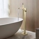 preview thumbnail 1 of 10, 34.6"H Solid Brass Freestanding Waterfall Tub Filler with Handheld Shower Gold
