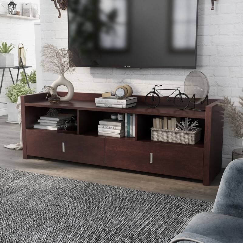 Valenciara Mordern 60-inch Multi-functional Storage TV Console by Furniture of America - 60 Inch - Vintage Walnut