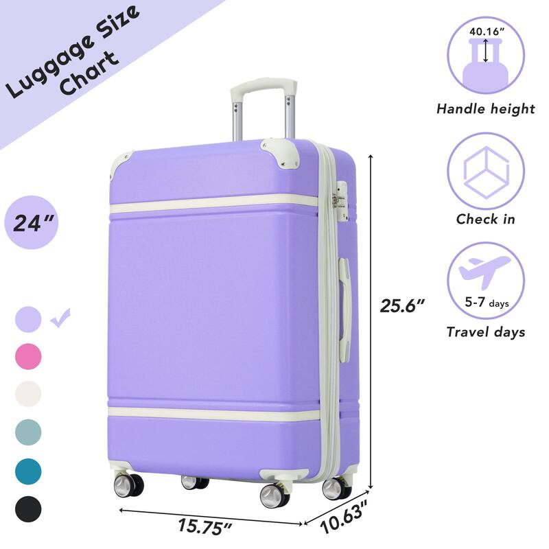 1 Piece 20''/24''/28'' Luggage with TSA lock, Expandable Lightweight Suitcase with Spinner Wheels for Travel