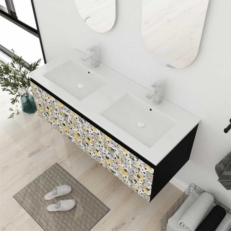 Bathroom Vanity With Sink In 24/30 Inch, Floating Bathroom Vanity with Soft Close Door