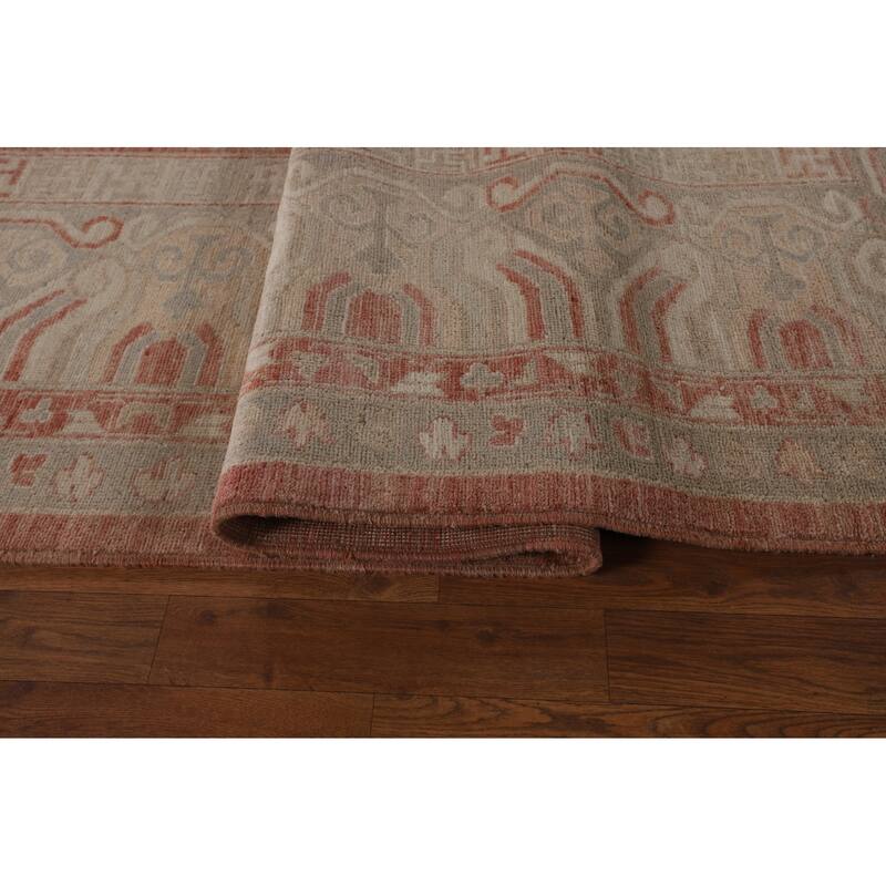 Geometric Oushak Turkish Large Rug Handmade Wool Carpet - 10'2"x 13'8"