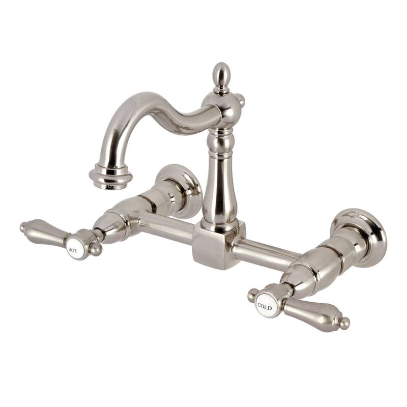 Heirloom Two-Handle 2-Hole Wall Mount Bridge Kitchen Faucet - Brushed Nickel