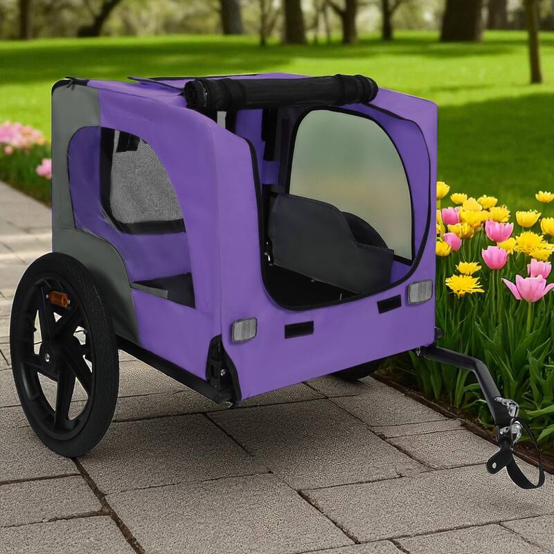 Heavy Duty Foldable Pet Bike Trailer - Dog & Cargo Carrier with 16-Inch All-Terrain Wheels and Universal Hitch