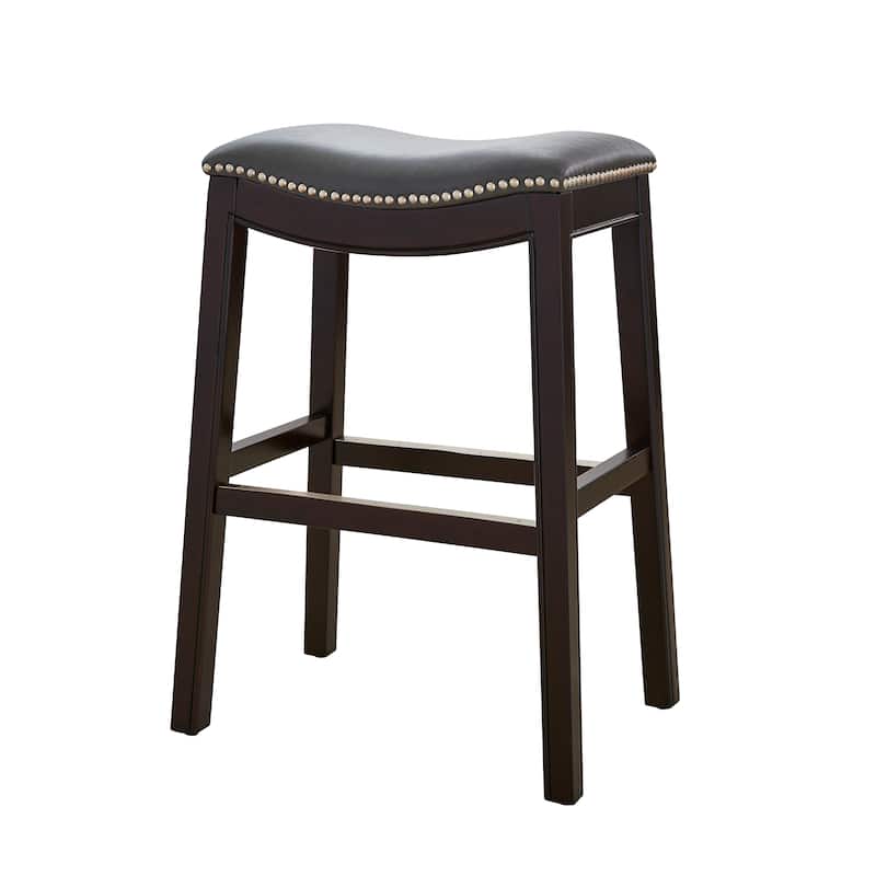 Julian 26" Espresso Counter Height Bar Stool with Gray Faux Leather Seat