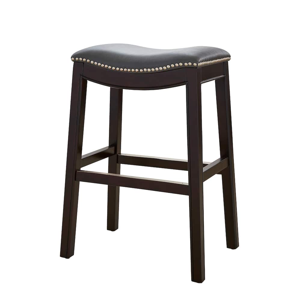 Julian 26" Espresso Counter Height Bar Stool with Gray Faux Leather Seat