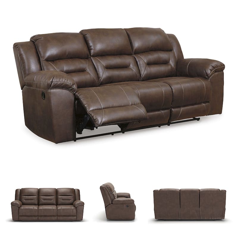 Stoneland Contemporary Reclining Sofa Chocolate