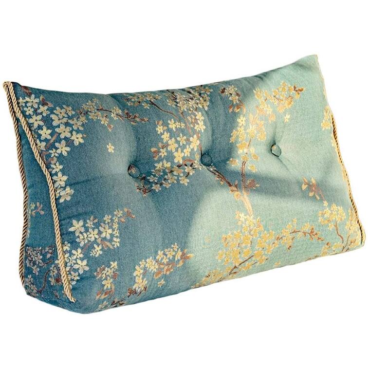 Large Decorative Wedge Pillow Headboard for Bed Reading Back Support - Twin - Blue