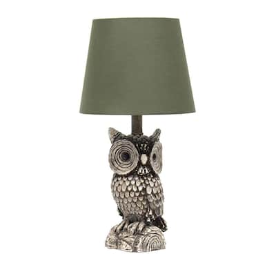 Simple Designs Polyresin Gazing Brown and White Night Owl Novelty Bedside Table Desk Lamp - L: 9.95" x W: 9.95" x H: 19.85"