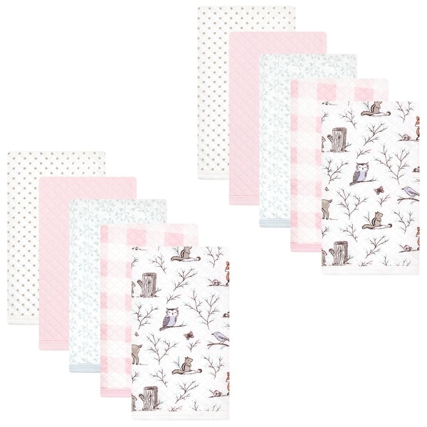 slide 1 of 1, Hudson Baby Infant Girl Quilted Burp Cloths 10pk, Enchanted Forest, One Size - Enchanted Forest - One Size One Size - Enchanted Forest