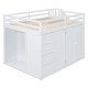 preview thumbnail 10 of 18, White Full Size Wood Loft Bed with Built-in Wardrobes and Drawers