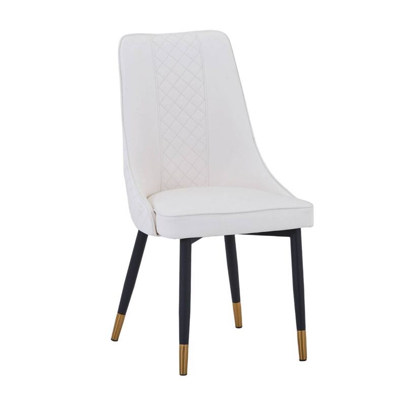 Allure Dining Chairs with Fabric/Leather Seat and Black Oak Wood Legs - Leather White