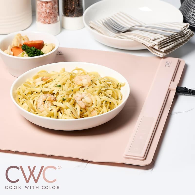 COOK WITH COLOR 350W Electric Food Warming Mat - Portable, Adjustable, Quick Heating Auto Shut-Off, Rollable Silicone Pad