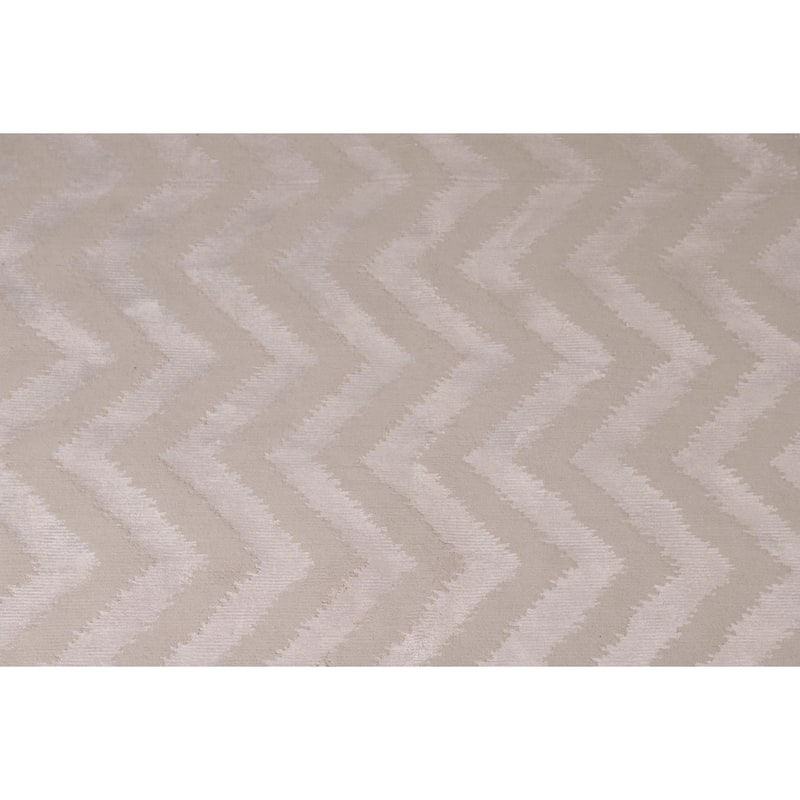 Chevron Style Modern Indian Area Rug Hand-Knotted Wool Carpet - 6'0"x 8'9"