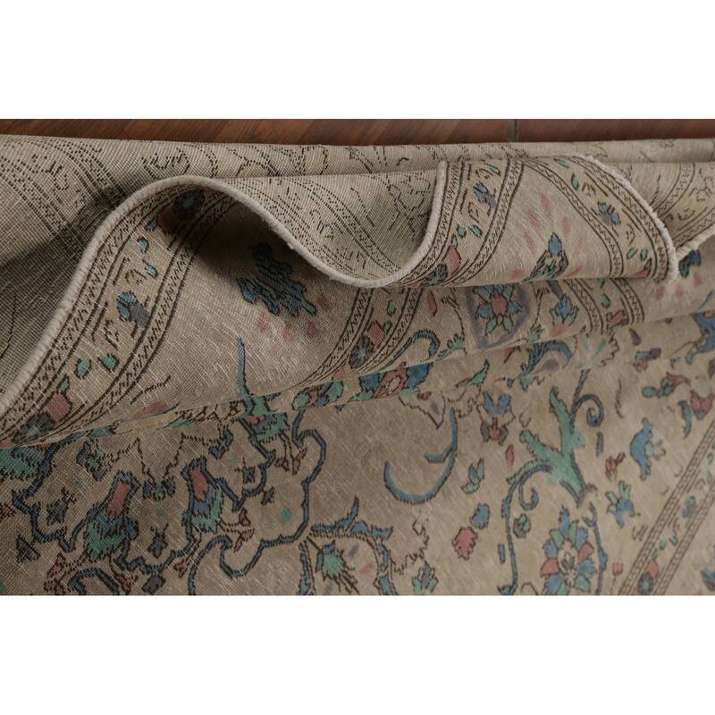 Floral Tabriz Persian Area Rug Traditional Hand-Knotted Wool Carpet - 7'9"x 10'11"