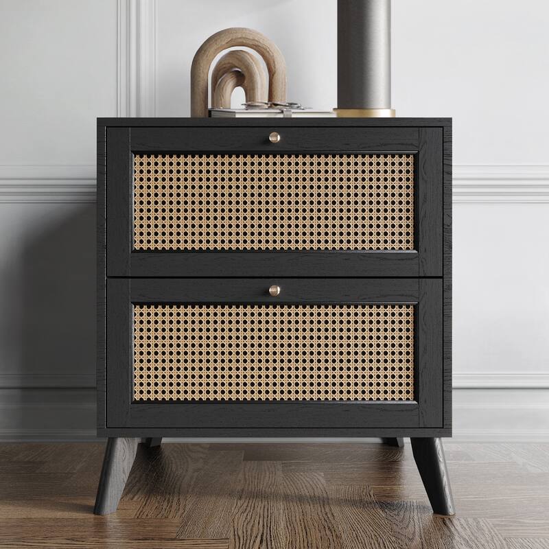 CraftPorch Mid-Century Modern Black Nightstand