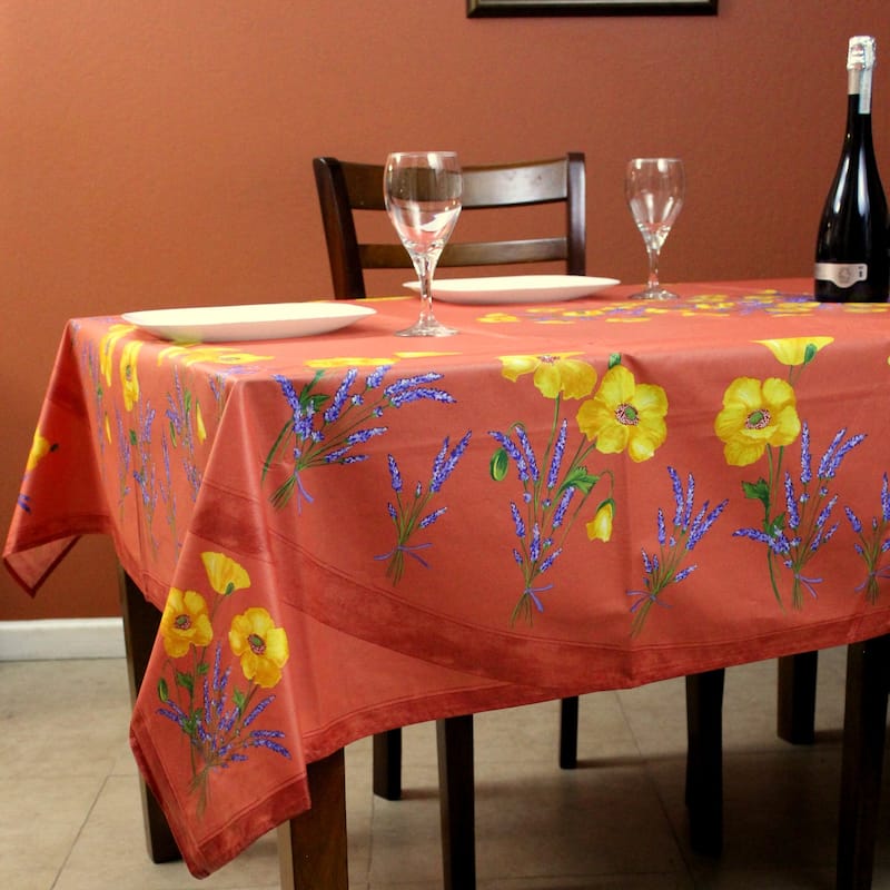 Wipeable Spill Resistant Provencal Cotton Cannes Collection Tablecloth