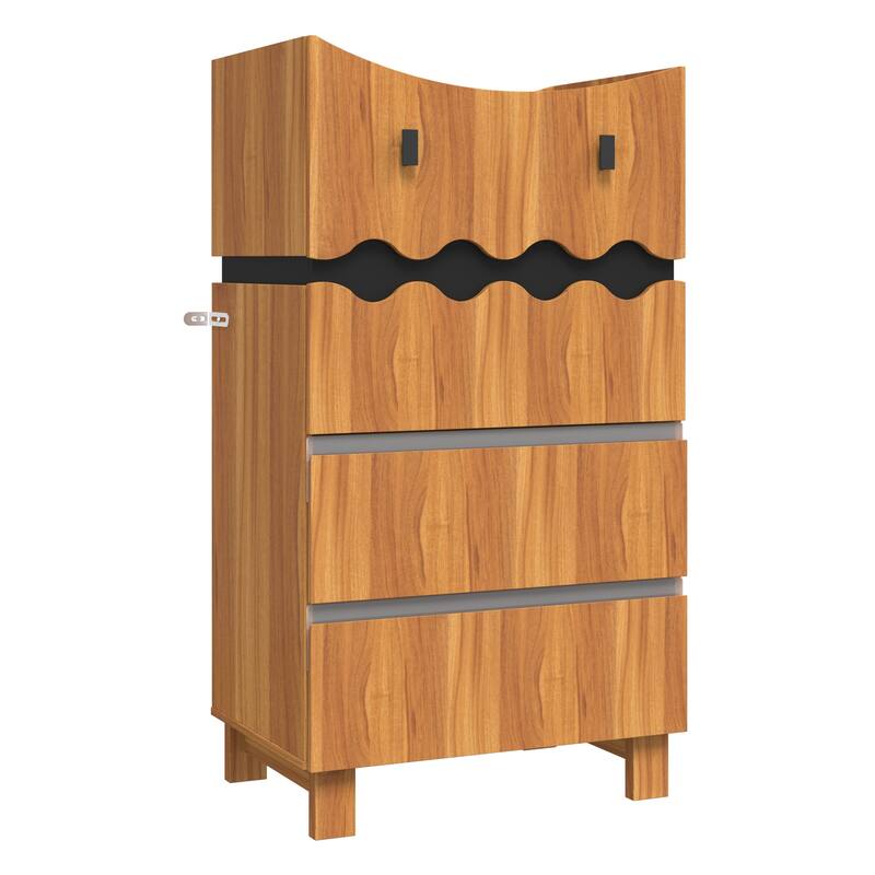 Modern Wooden Chest of Drawers with Wavy Front Design, 4-Drawer Storage Cabinet for Bedroom or Living Room
