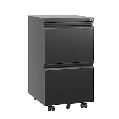 2 Drawer Metal Mobile File Cabinet, Rolling File Cabinet with Lock for Hanging Legal/Letter/A4 Size