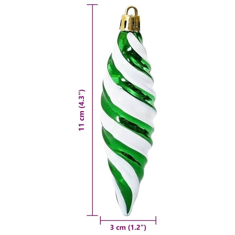 vidaXL Christmas Spiral Shape Ball 40 pcs Green - 1.2 x 4.3 inch (W x H)