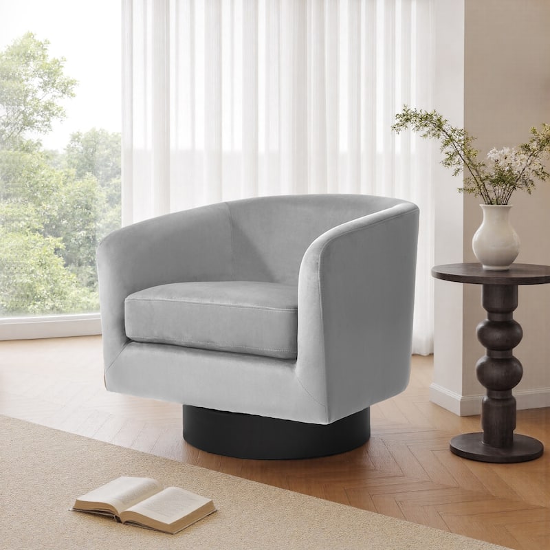UIXE 360° Swivel Barrel Accent Chair Velvet Armchair For Living Room - standard - Grey
