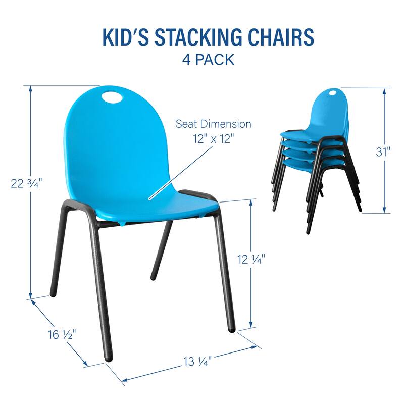 12" Kid's Stacking Chairs-4 Pack