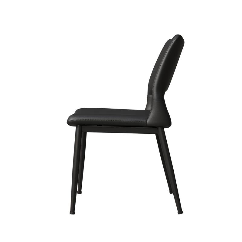 Modern Minimalist Pu Leather Dining Chairs Set Of 2, Comfortable Backrest Design, Metal Leg Support, Suitable For Restaurants