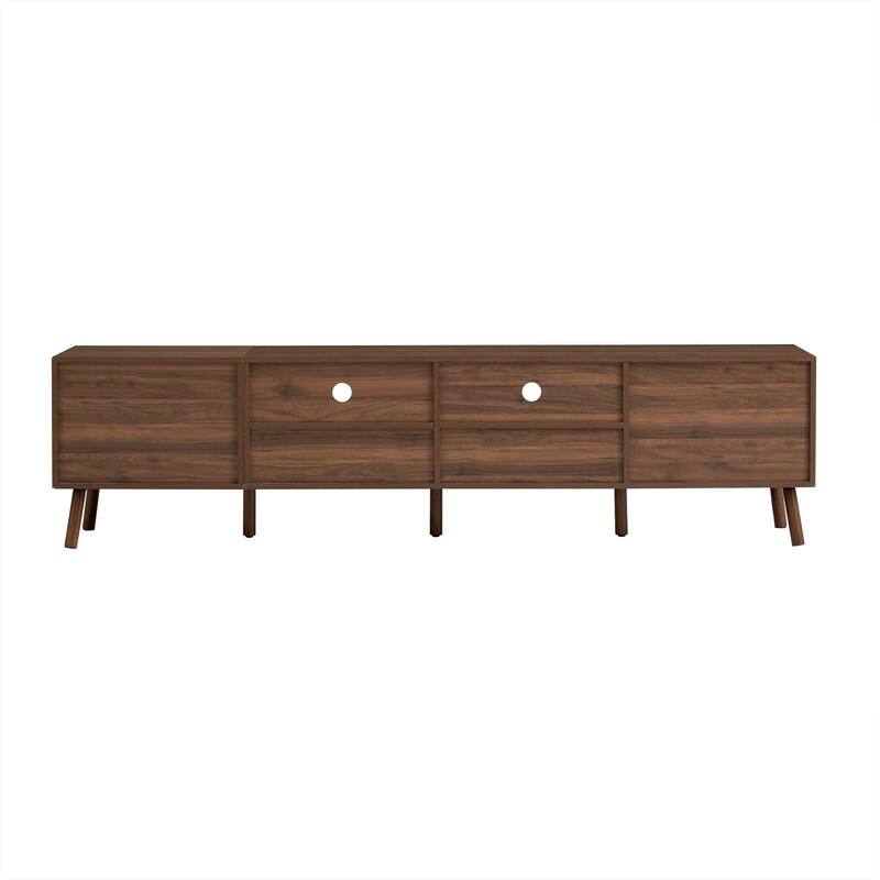 Modern 70" TV Stand for TVs up to 80", Entertainment Center Media Console Table with Solid Wood Legs and Open Storage
