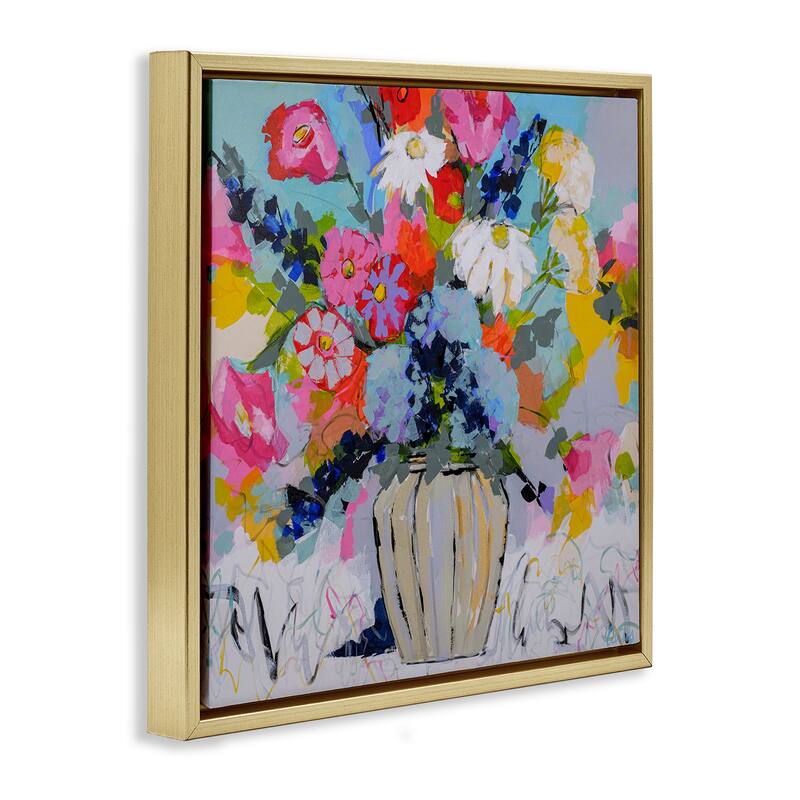 Stupell Modern Bright Bouquet Framed Floater Canvas Wall Art Design By Joan Curtis