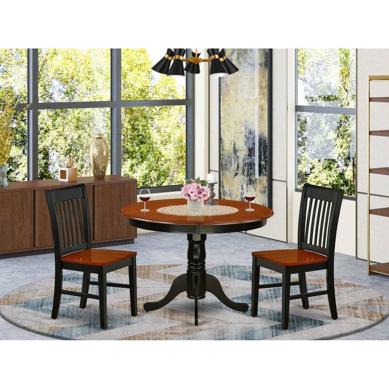 Round Dining Set 3 Piece - Kitchen Table with 2 Chairs - Modern Design - Compact Space Friendly - Homestock