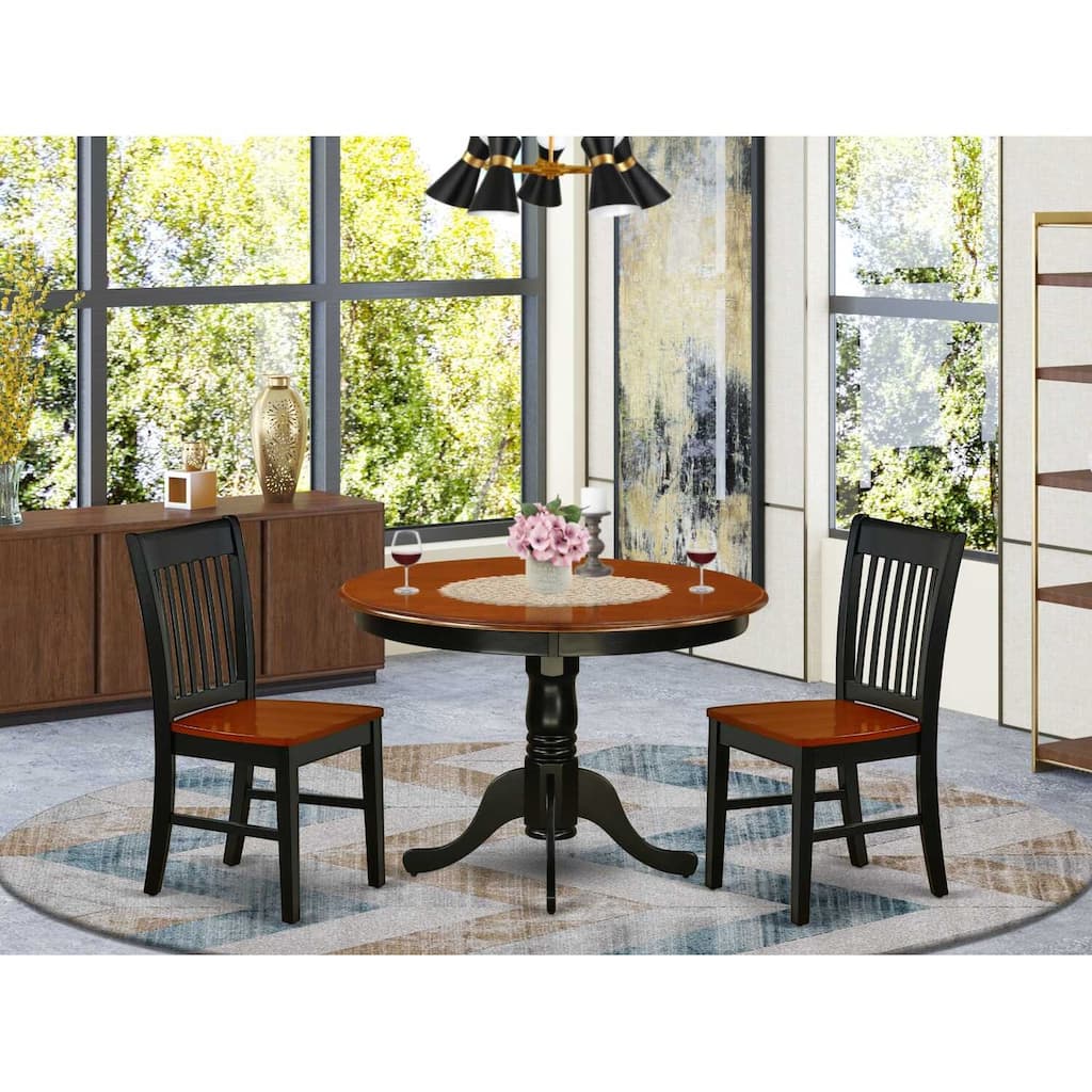 Round Dining Set 3 Piece - Kitchen Table with 2 Chairs - Modern Design - Compact Space Friendly - Homestock