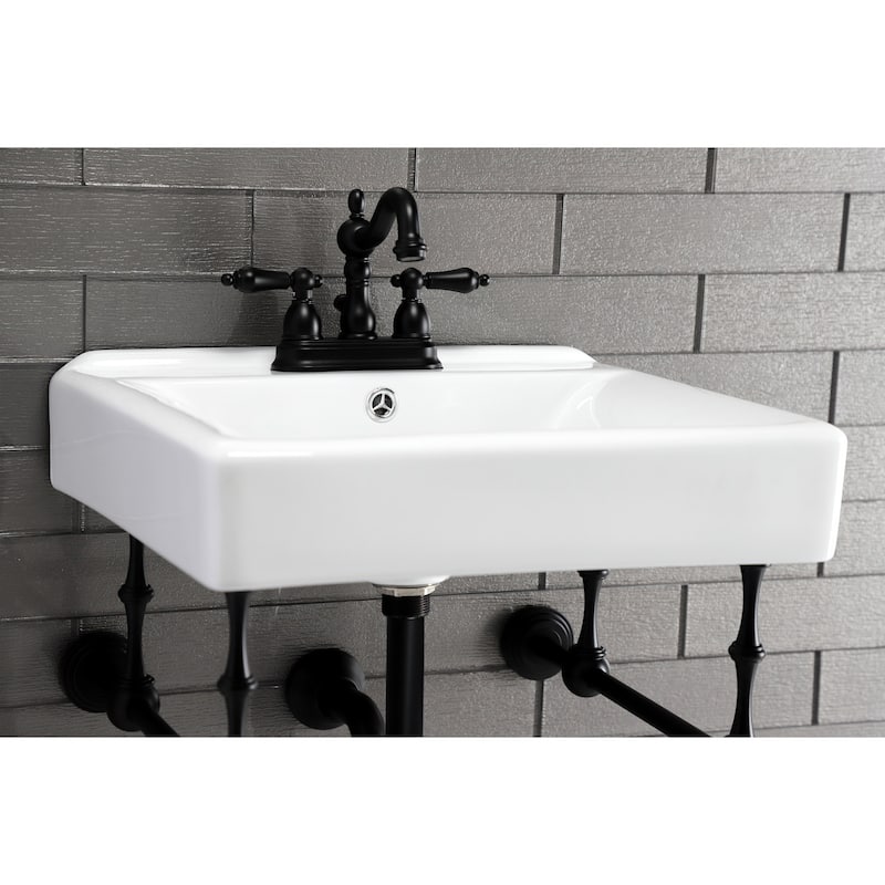 Kingston Brass Heritage Two-Handle 3-Hole Deck Mount 4 in. Centerset Bathroom Faucet - Matte Black