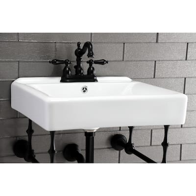 Kingston Brass Heritage Two-Handle 3-Hole Deck Mount 4 in. Centerset Bathroom Faucet