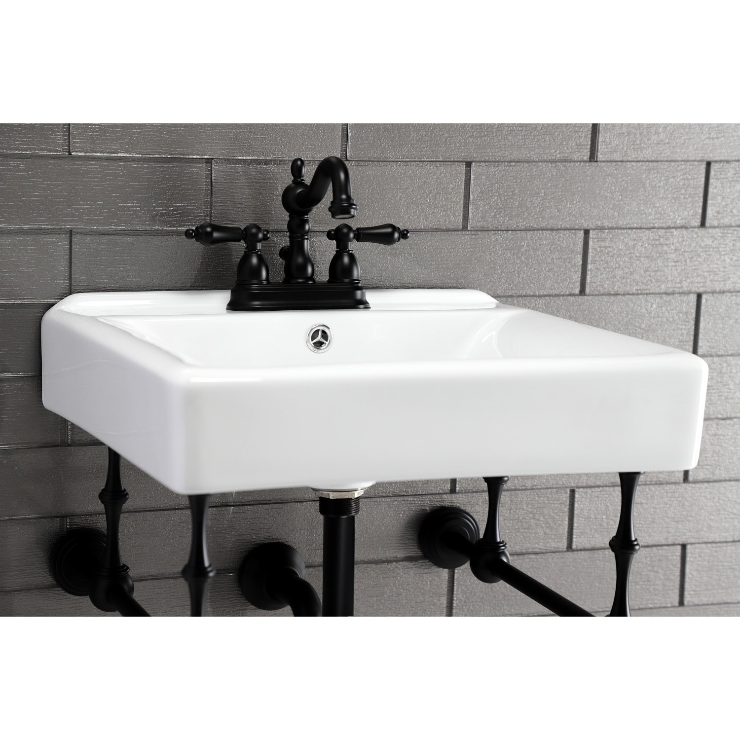 Kingston Brass Heritage Two-Handle 3-Hole Deck Mount 4 in. Centerset Bathroom Faucet