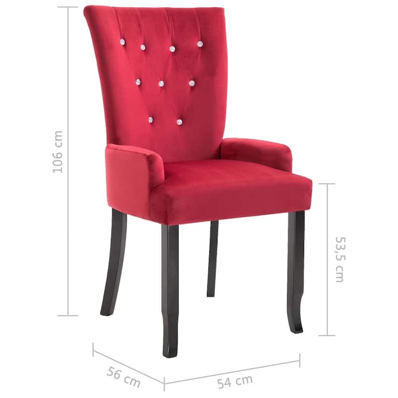 vidaXL Dining Chairs High Back Kitchen Side Chair for Home Dining Room Velvet - 21.3" x 22" x 41.7"