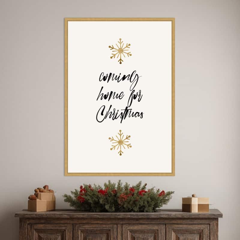 Home Sweet Home by Eins Kubistika (23 x 33 in.), Framed Canvas Wall Art Print - Sylvie Bright Gold