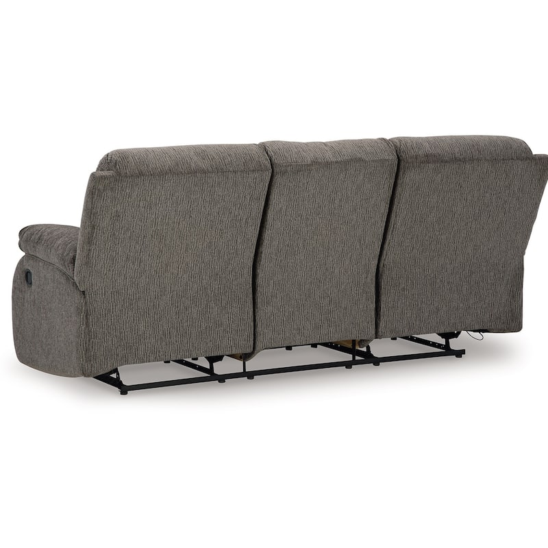 Lyla Manual Recliner Sofa with Bustle Back, Gray Polyester 86 Inch