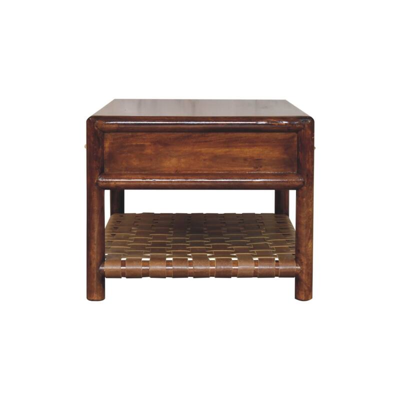Artisan Furniture Solid Wood Regency Woven Console Table with 2 drawers, Brown, 1 Shelf