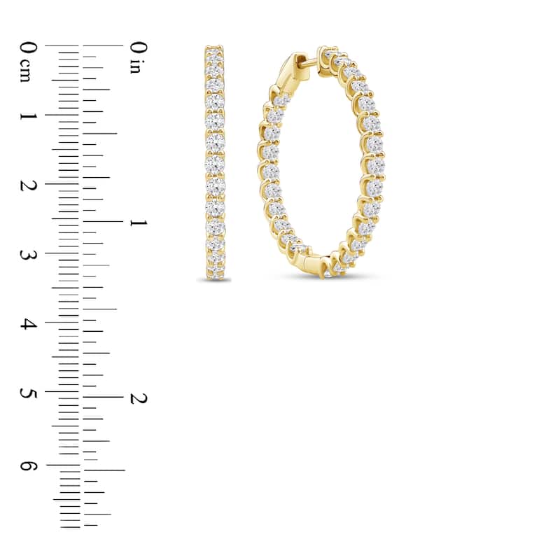 Lab Grown 4ct TDW Diamond Inside Out Hoop Earrings in 14k Gold for Women