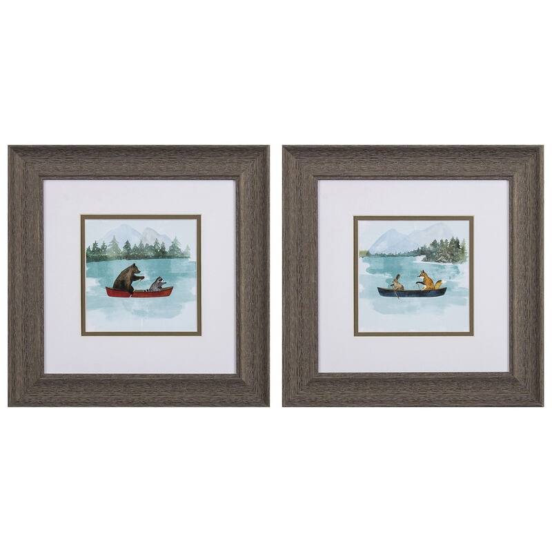 Propac Images Bear Lake Set of 2 Wall Art - Green - 13X13X1