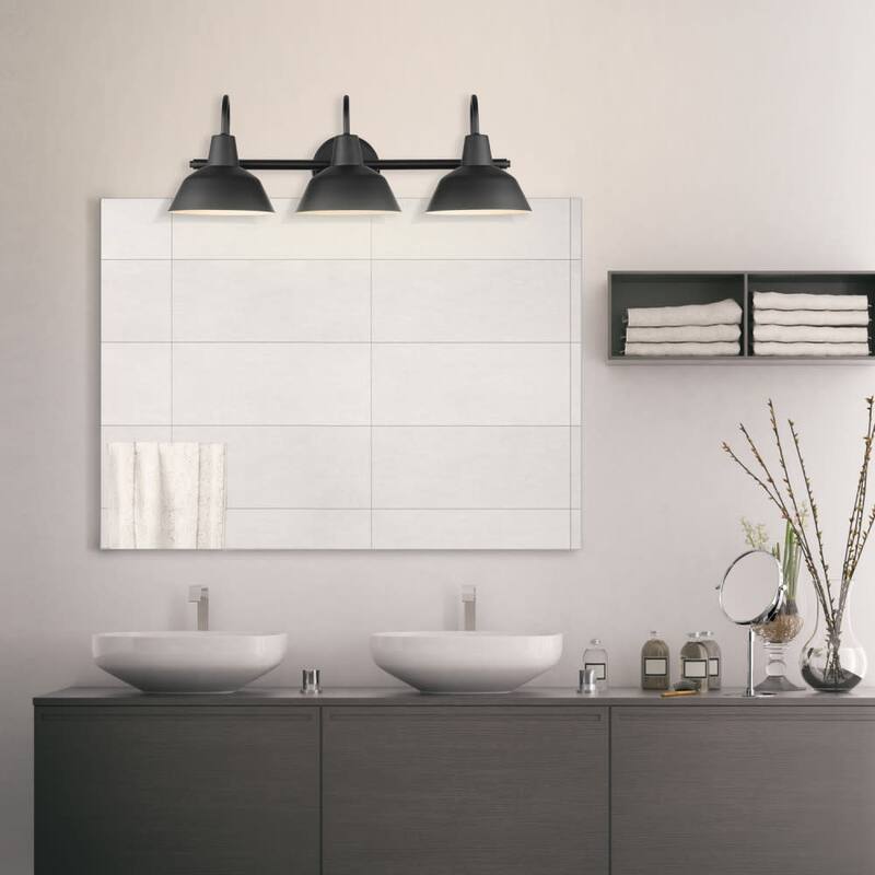 Bellevue 3 Light 24" Wide Bathroom Vanity Light with Black Shades