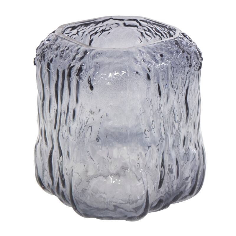 Gray Glass Handmade Dimensional Textured Square or Rectangular Ombre Vase