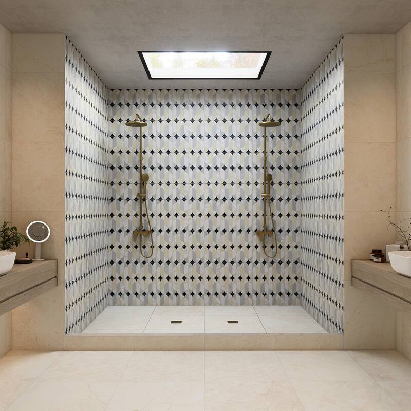 Merola Tile Reve Ovales Deco 23-1/2" x 47-1/8" Porcelain Floor and Wall Tile - Pallet (8 Tiles)