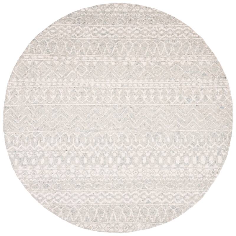 Lauren Ralph Lauren Handmade Cacilia Wool Rug - 7' Round - Aqua/Ivory